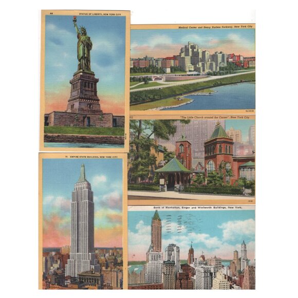 New York City 11 Vintage Postcards Color Places Scenes Attractions - Picture 2 of 7